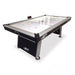 A Jet air hockey table with a black and silver frame, featuring a white play surface with red markings, shown on a white background.